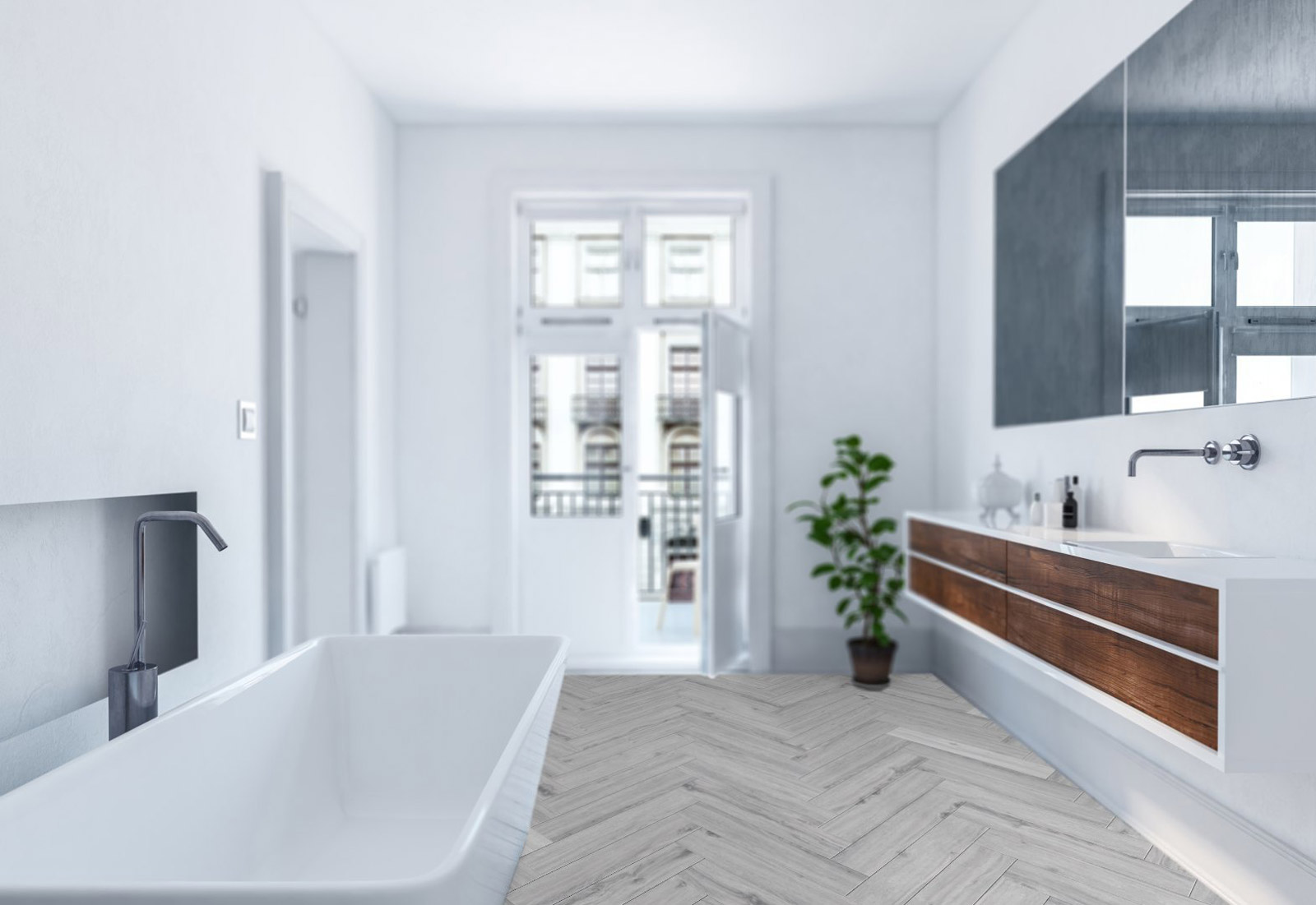 Kings Canyon Vinyl Timeless Oak Fley Holzstruktur Fischgrät 4V zum Klicken Raum8