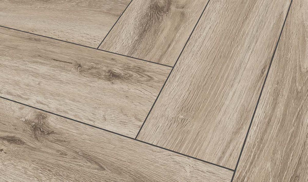 Kings Canyon Vinyl Timeless Oak Juif Holzstruktur Fischgrät 4V zum Klicken Raum1