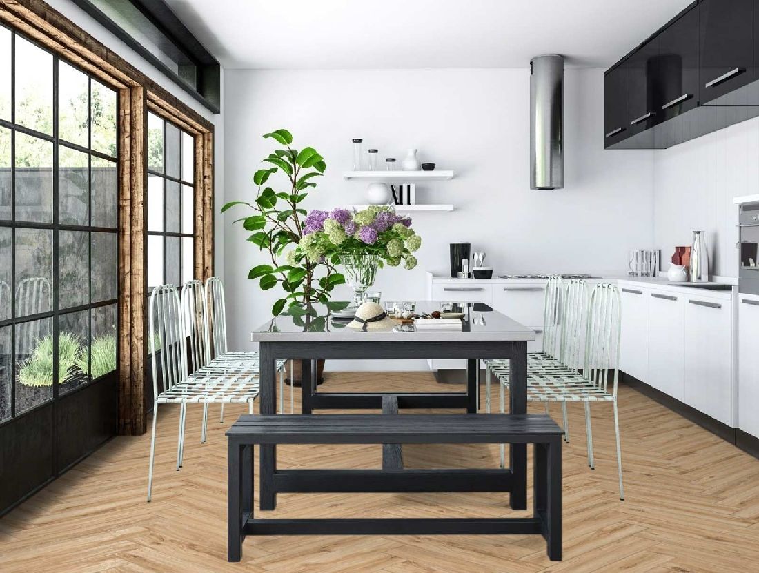 Kings Canyon Vinyl Timeless Oak Juif Holzstruktur Fischgrät 4V zum Klicken Raum6