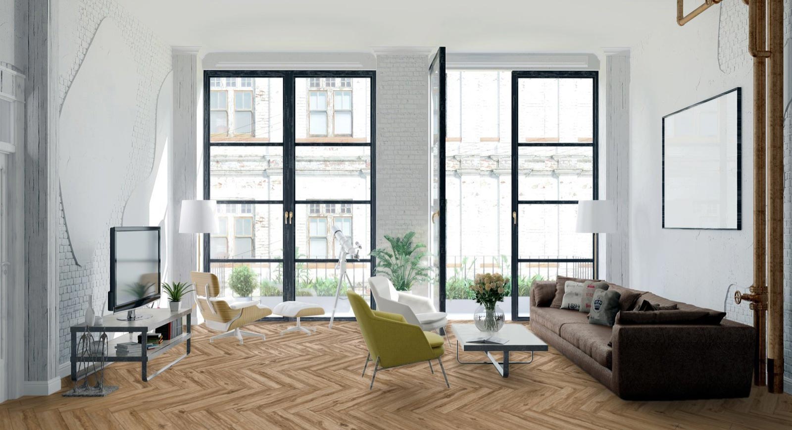 Kings Canyon Vinyl Timeless Oak Sussey Holzstruktur Fischgrät 4V zum Klicken Raum3