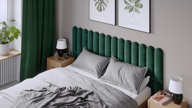 Kings Canyon Panneau mural rembourré ROOM Elli Vert Foncé 60x15cm ovale main product photo