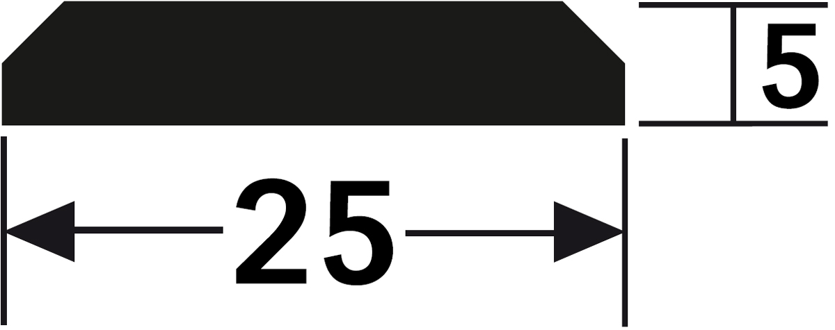 Meister Abdeckleiste selbstklebend Filz 5/25 mm Filz quarzgrau 4503 Abmessungen