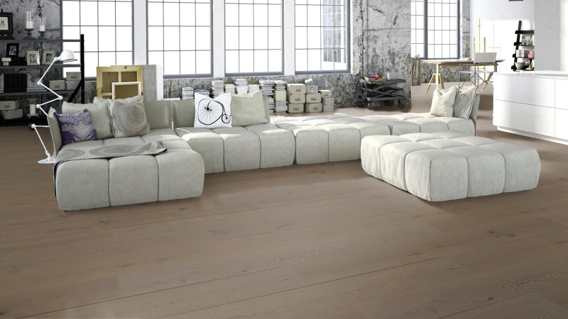 Meister Lindura wood flooring HD 400 Authentic clay grey oak 8901 oiled 1-strip 2V/M2V 270 mm main product photo