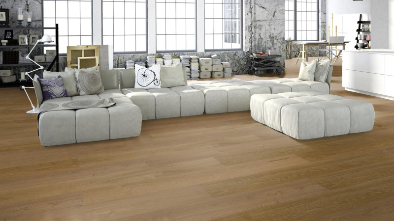 Meister Lindura wood flooring HD 400 Natural terra brown oak 8909 1-strip 2V/M2V 270 mm main product photo