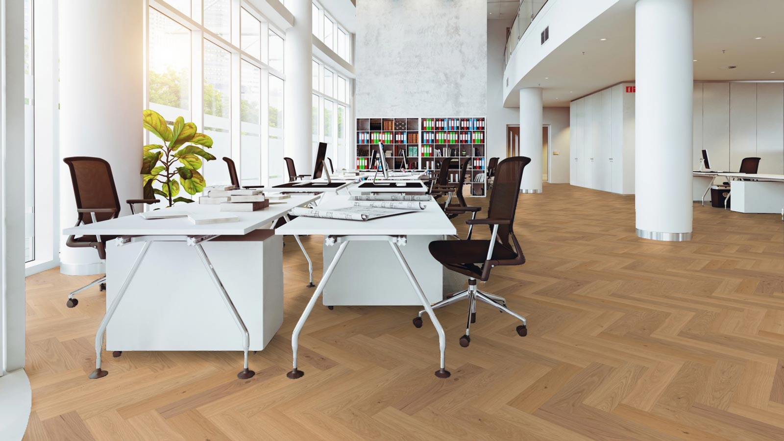 Meister Lindura Holzboden HS 500 Eiche classic 8925 Fischgrät M4V Raum3