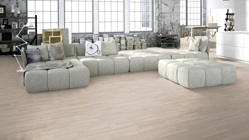 Meister Parquet MeisterParkett. longlife PC 200 Off-white oak lively 9035 3-strip main product photo