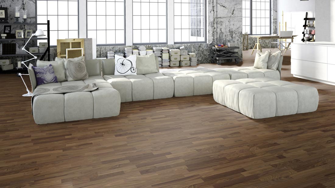 Meister Parkett MeisterParkett. longlife PC 200 Nussbaum amerikanisch harmonisch 9043 3-Stab Raum2