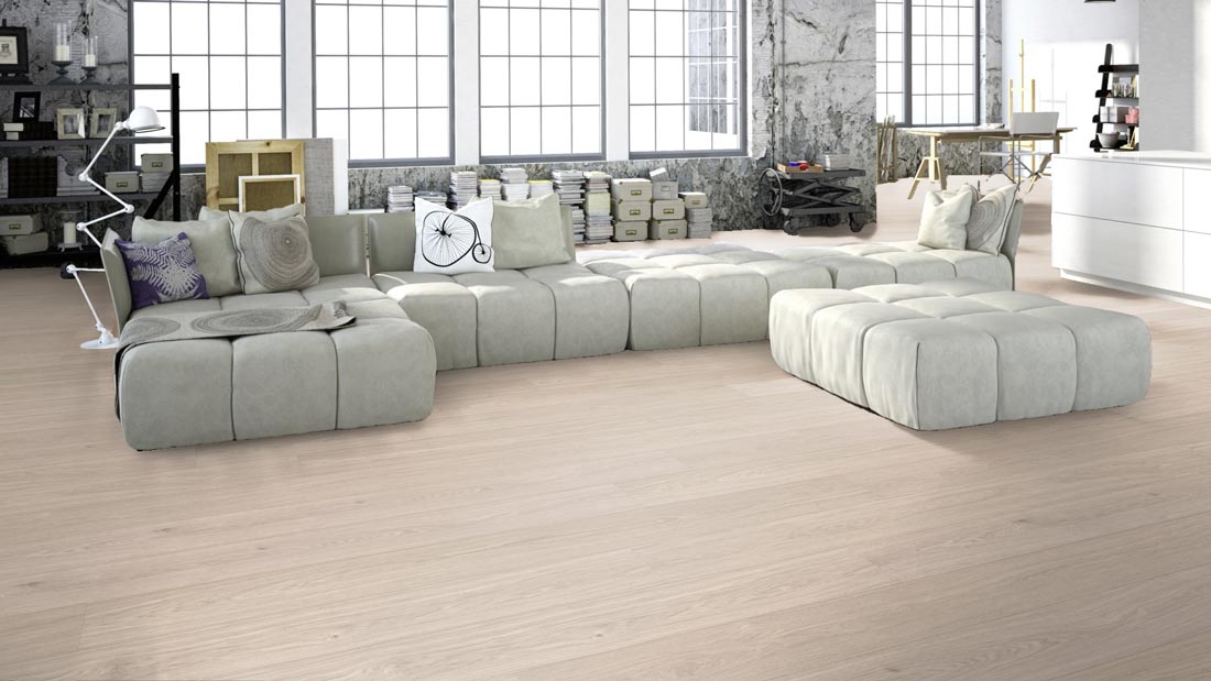 Meister Parkett MeisterParkett. longlife PD 450 Eiche harmonisch cremeweiß 9005 1-Stab 2V/M2V Raum2