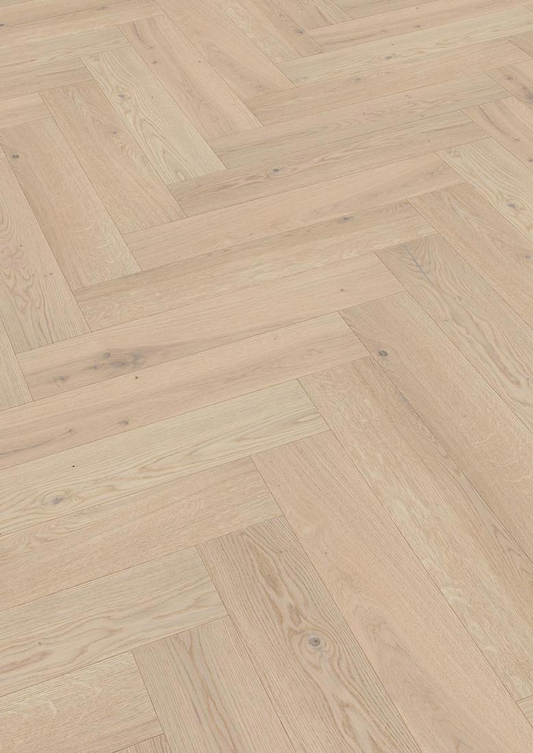 Meister Parkett MeisterParkett. longlife PS 500 Eiche authentic cremeweiß 9021 Fischgrät M4V Raum1