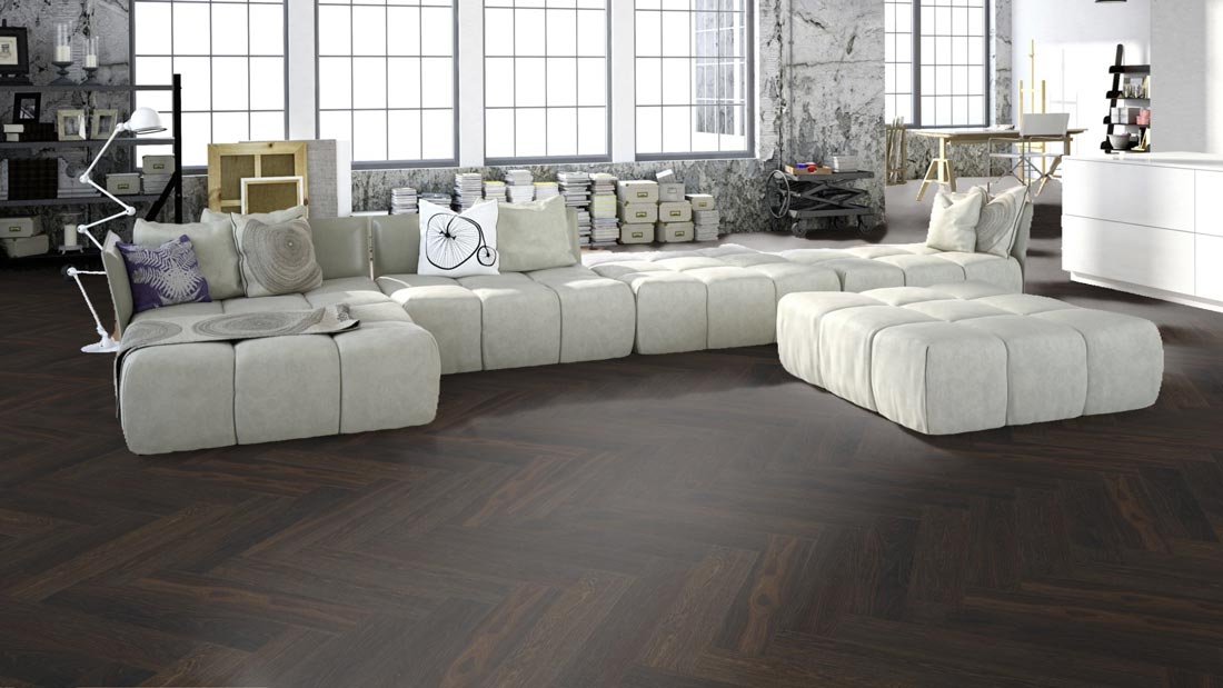 Meister Parkett MeisterParkett. longlife PS 500 Eiche harmonisch kerngeräuchert 9018 Fischgrät M4V Raum2