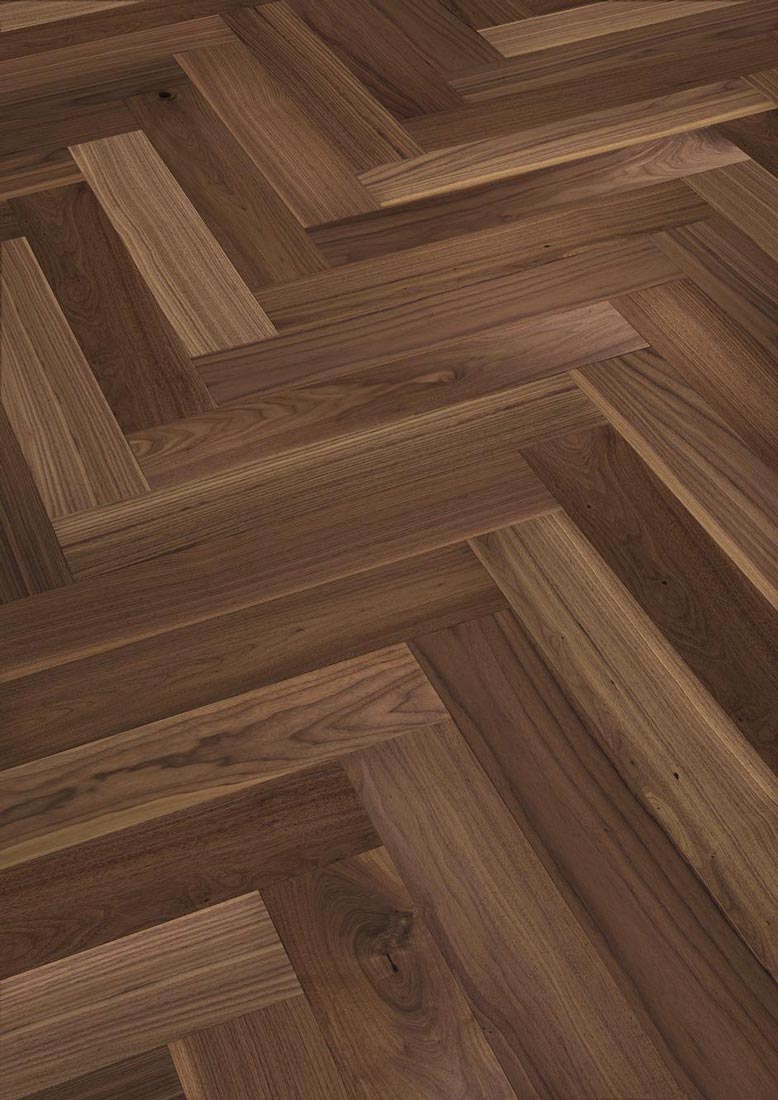 Meister Parkett MeisterParkett. longlife PS 500 Nussbaum amerikanisch lebhaft 9009 Fischgrät M4V Raum1