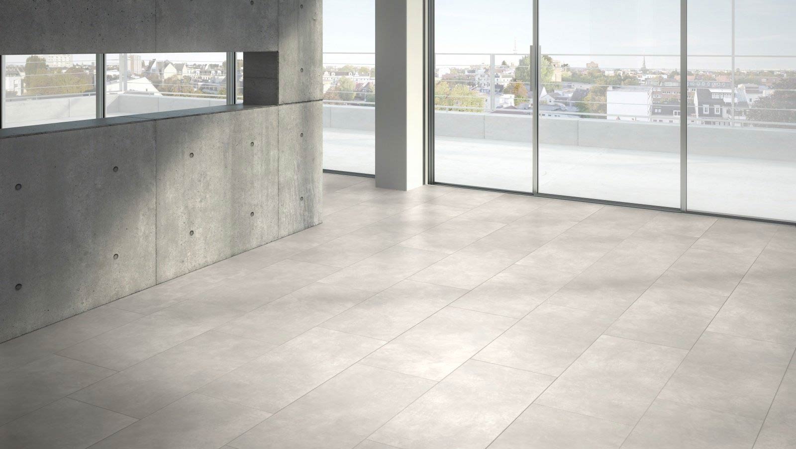 Parador Designboden Modular ONE Hydron Beton Weiss Großfliese 4V Raum3