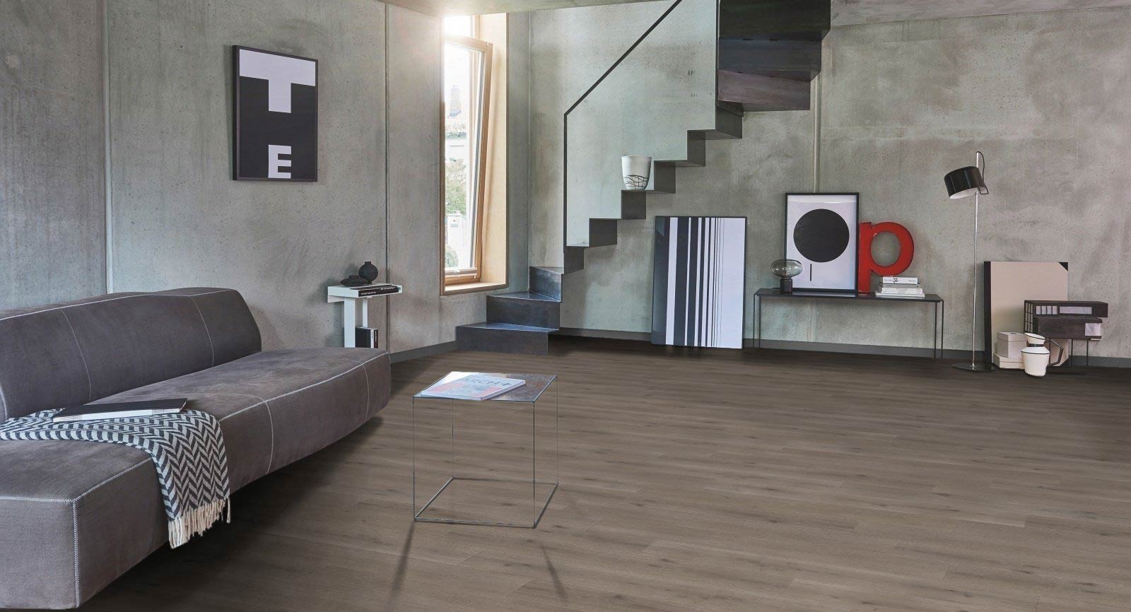 Parador Designboden Modular ONE Hydron Iconics Eiche Urban grau gekälkt 1-Stab Landhausdiele 4V Raum4