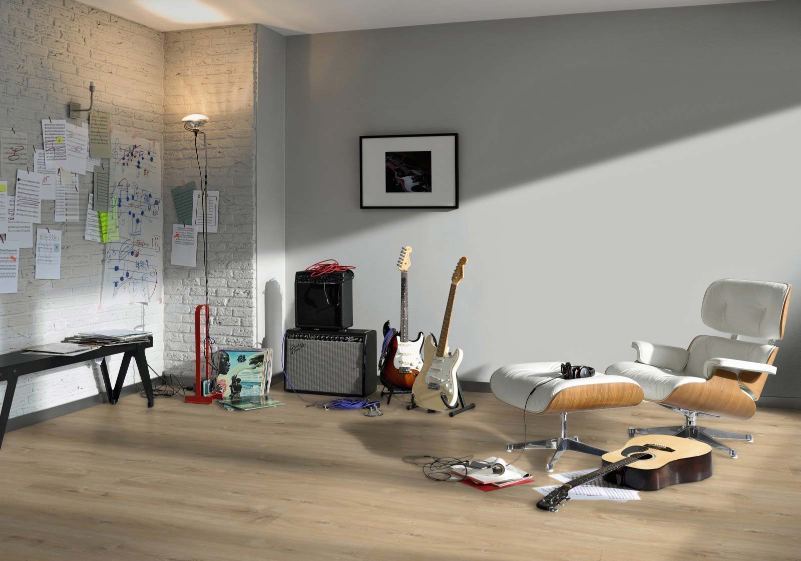 Parador Laminat Basic 600 Eiche Nova hell gekälkt Breite Landhausdiele 4V Raum4