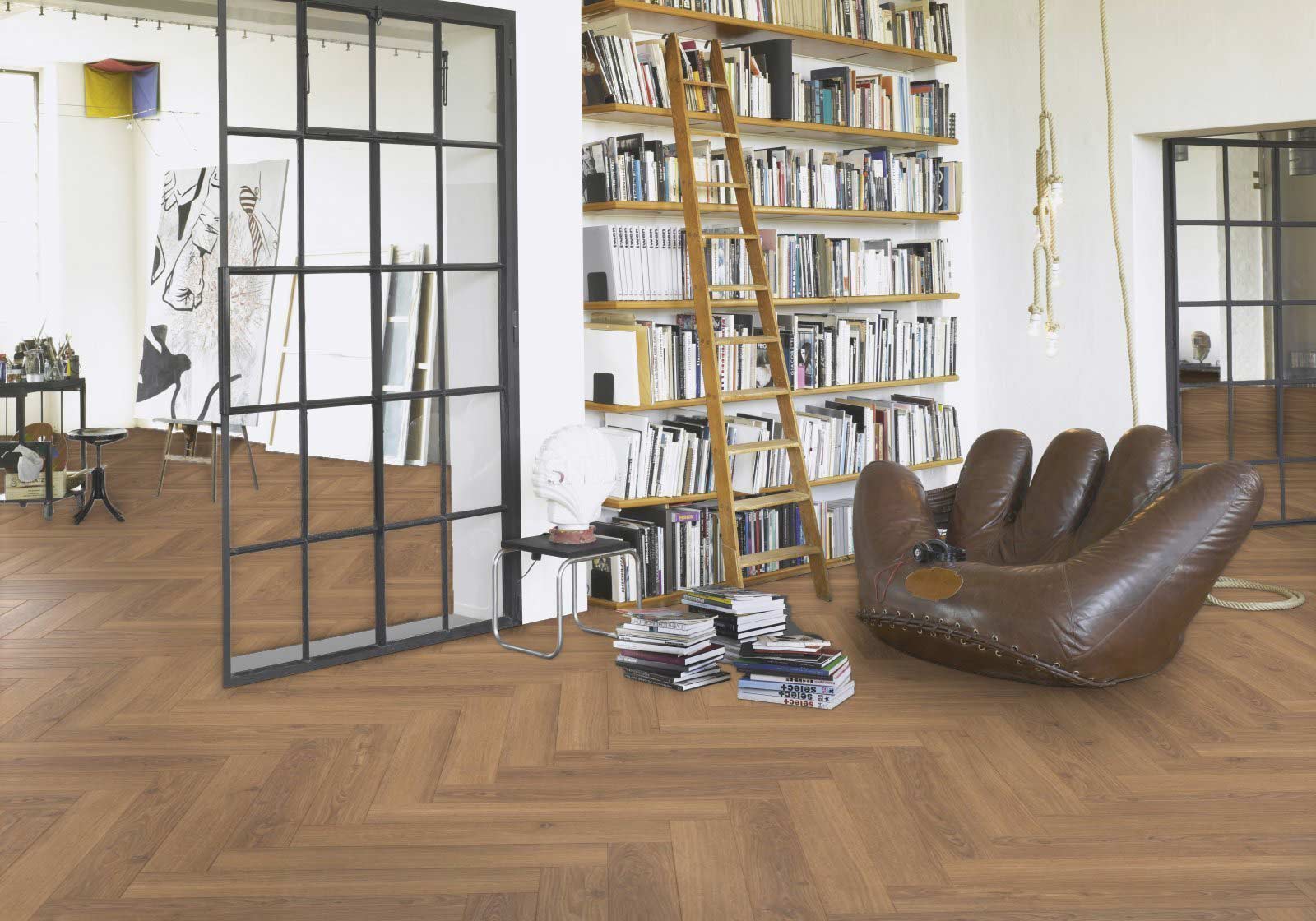 Parador Laminat Trendtime 3 Iconics Eiche Studioline Honig Fischgrät 4V Raum3