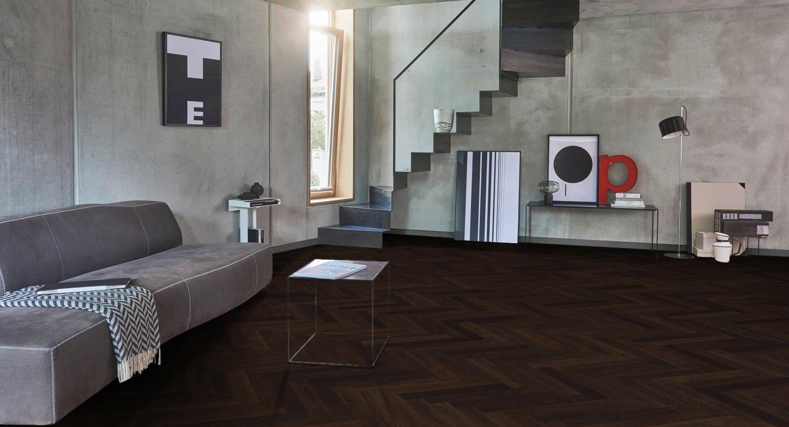 Parador Parkett Trendtime 3 Eiche kerngeräuchert Natur lackversiegelt extramatt Stab (Fischgrät) M4V Raum4