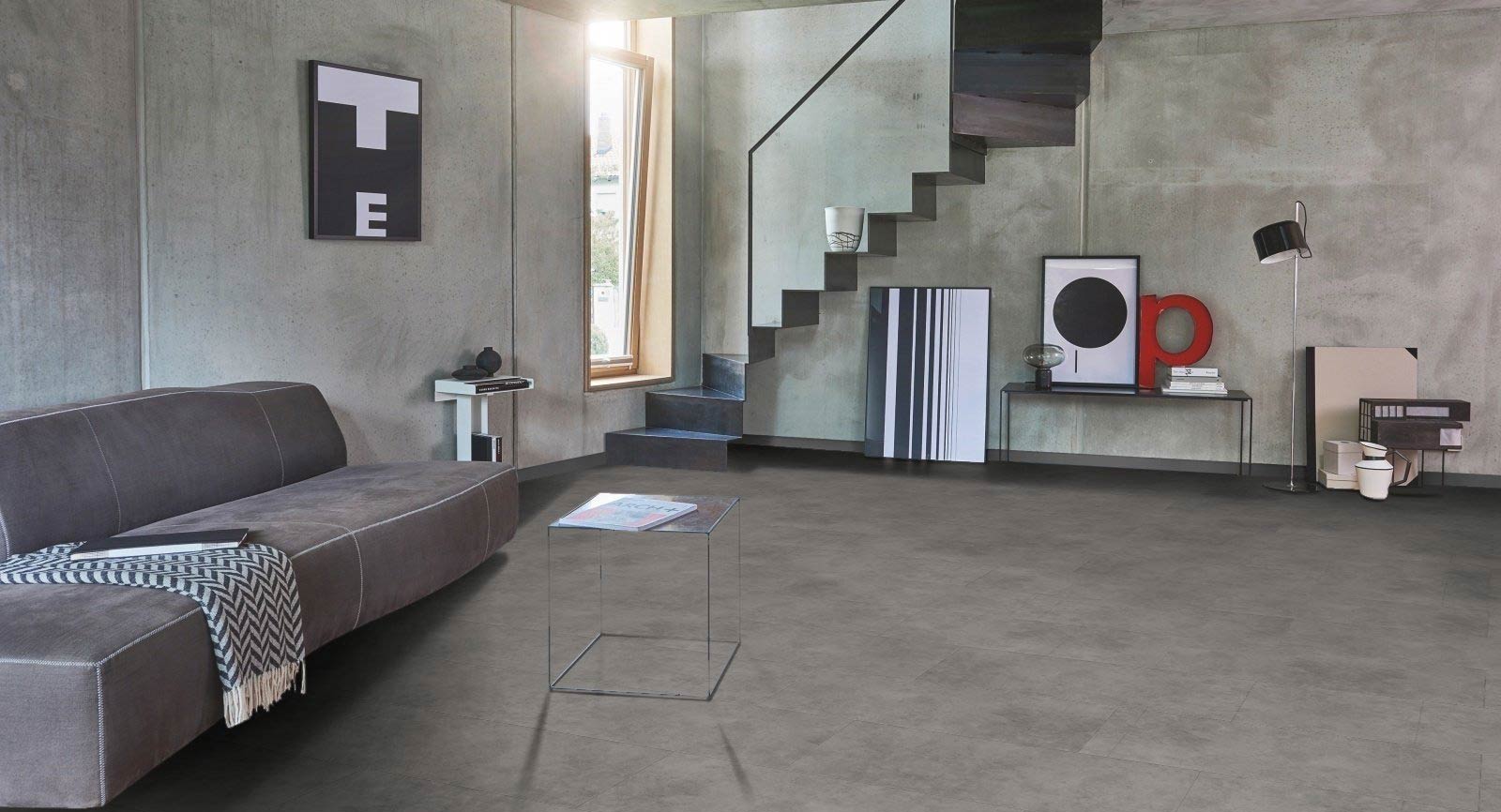 Parador Vinyl Trendtime 5 Beton Grau Großfliese 4V Raum3