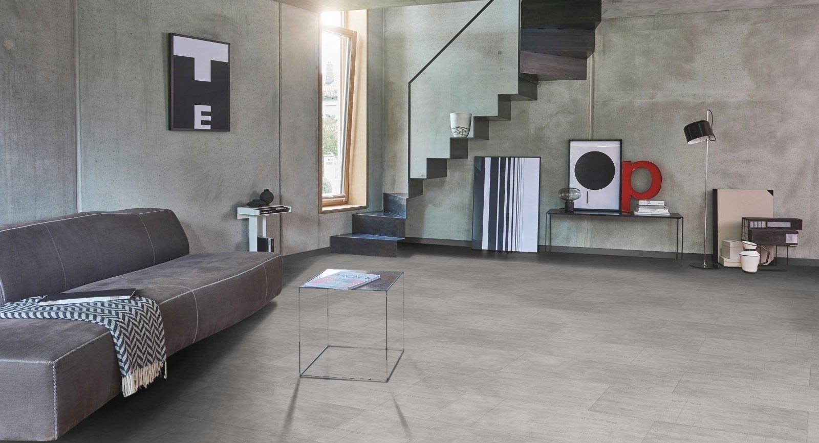 Parador Vinyl Trendtime 5 Industrial Canvas White Großfliese 4V Raum3