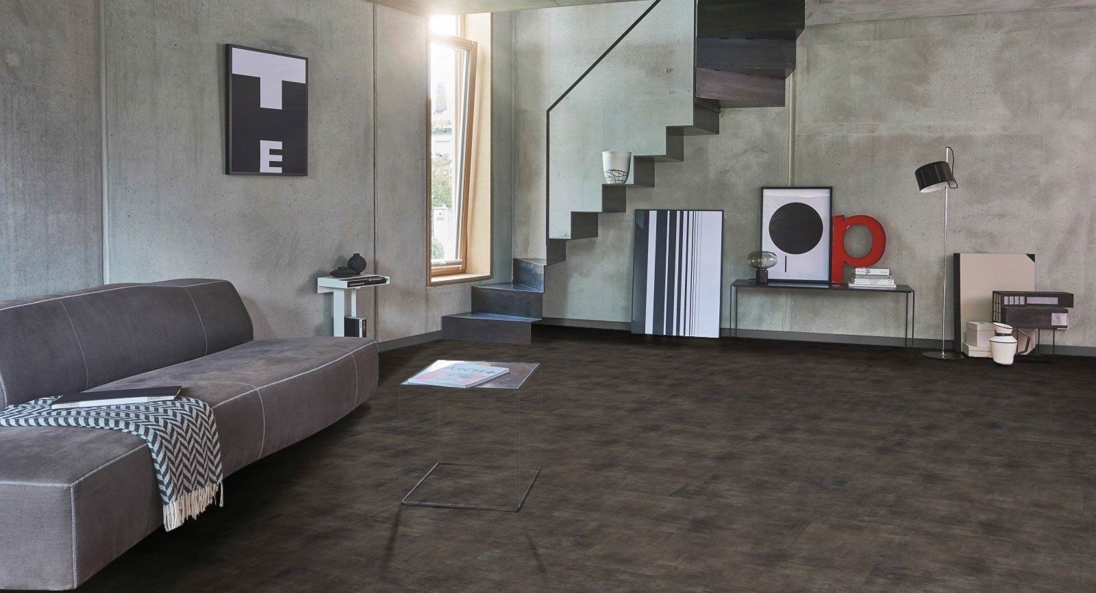 Parador Vinyl Trendtime 5 Mineral Black Großfliese 4V Raum3