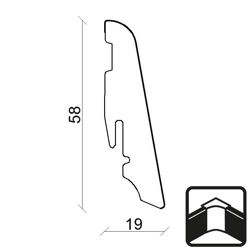 Matching Skirting board 6 cm high Oak Rustic 240 cm