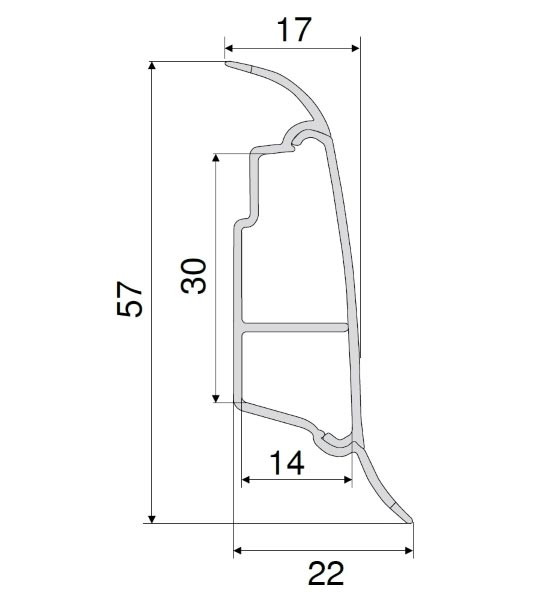 Passende Sockelleiste QUE Eiche hell matt 250 cm