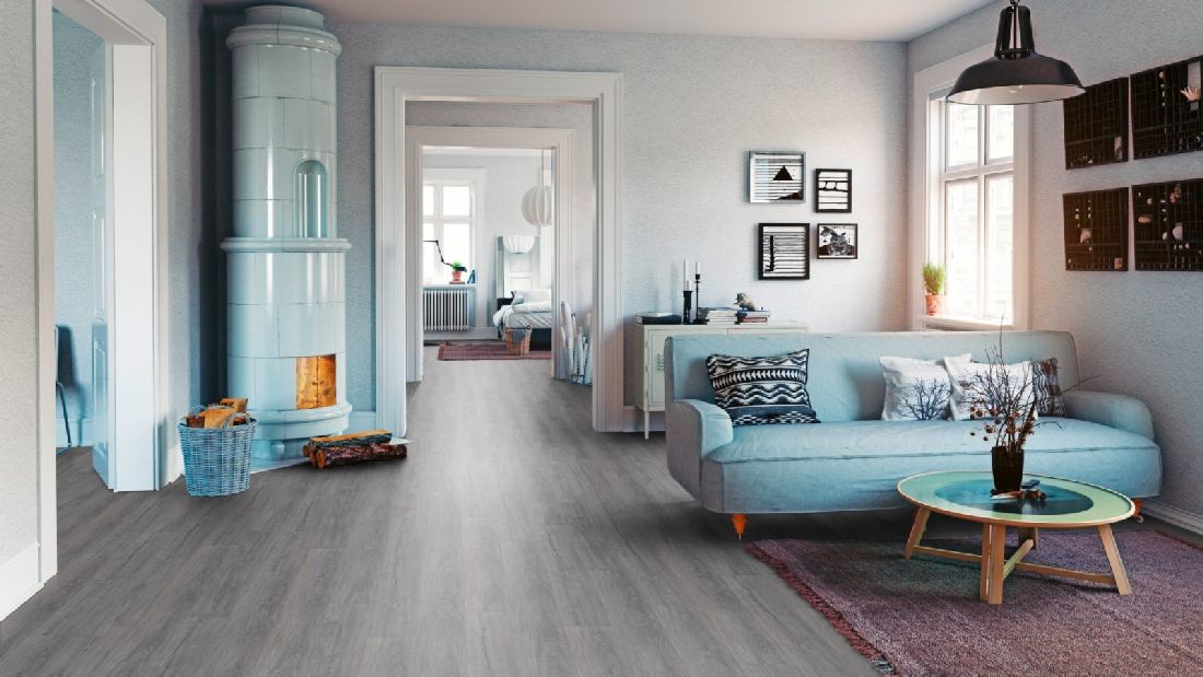 Skaben Bio Design massiv Life 55 Antique Oak Medium Grey 1-Stab Landhausdiele zum kleben Raum8