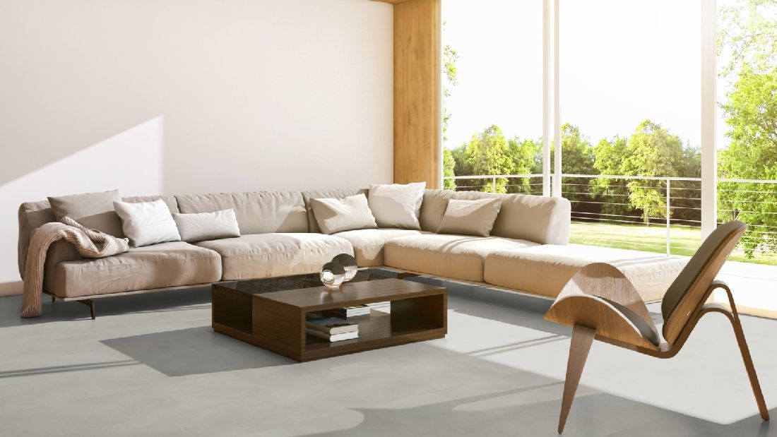 Skaben Bio Design massiv Life 55 Slate White Fliesenoptik zum kleben Raum3