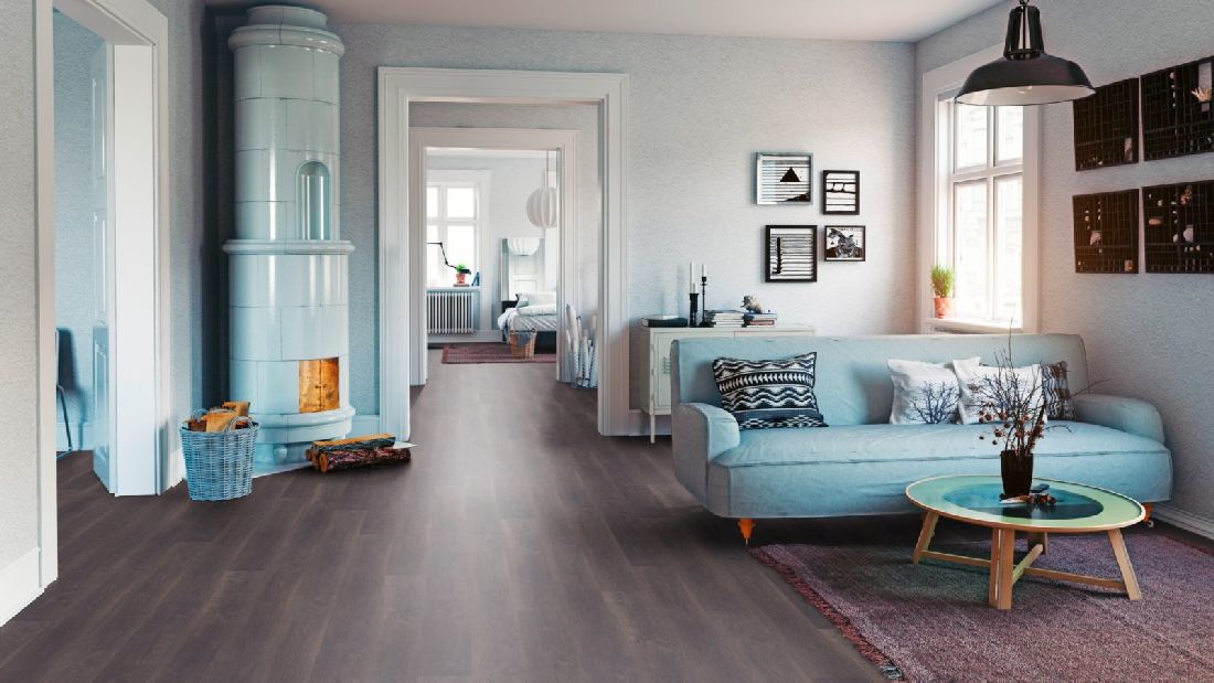 Skaben Bio Design massiv Life 55 Vintage Oak Dark Brown 1-Stab Landhausdiele zum kleben Raum8