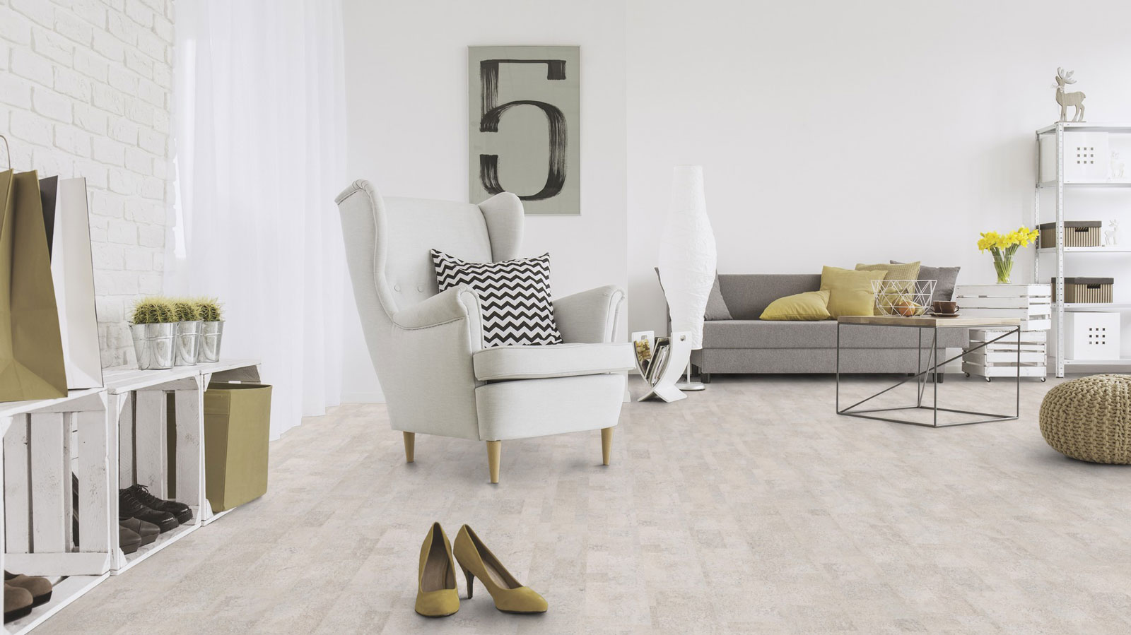 Skaben Bioboden Pro Climate Click 70 CORK Mondscheinsilber nachhaltige wasserfeste Landhausdiele 4V zum Klicken Raum8