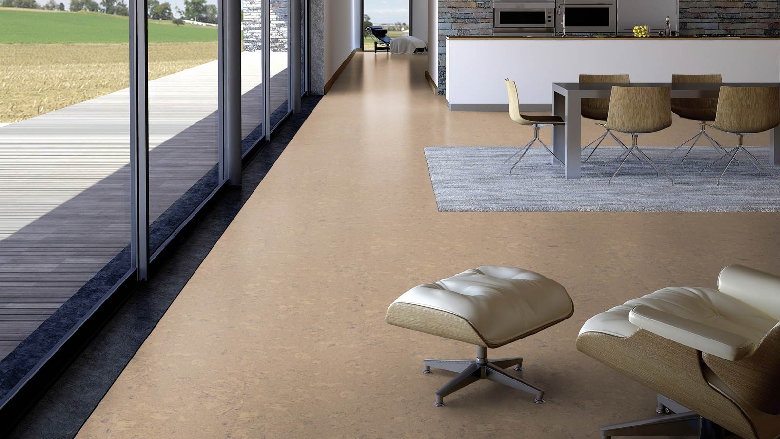 Skaben Bioboden Pro Climate Click 70 CORK Schale rustikal dunkel nachhaltige wasserfeste Landhausdiele 4V zum Klicken Raum8