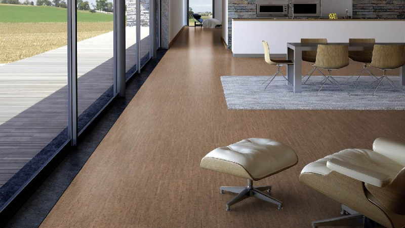 Skaben Organic flooring Pro Climate Click 70 CORK Tracks Black Tea Sustainable Waterproof Plank 4V main product photo