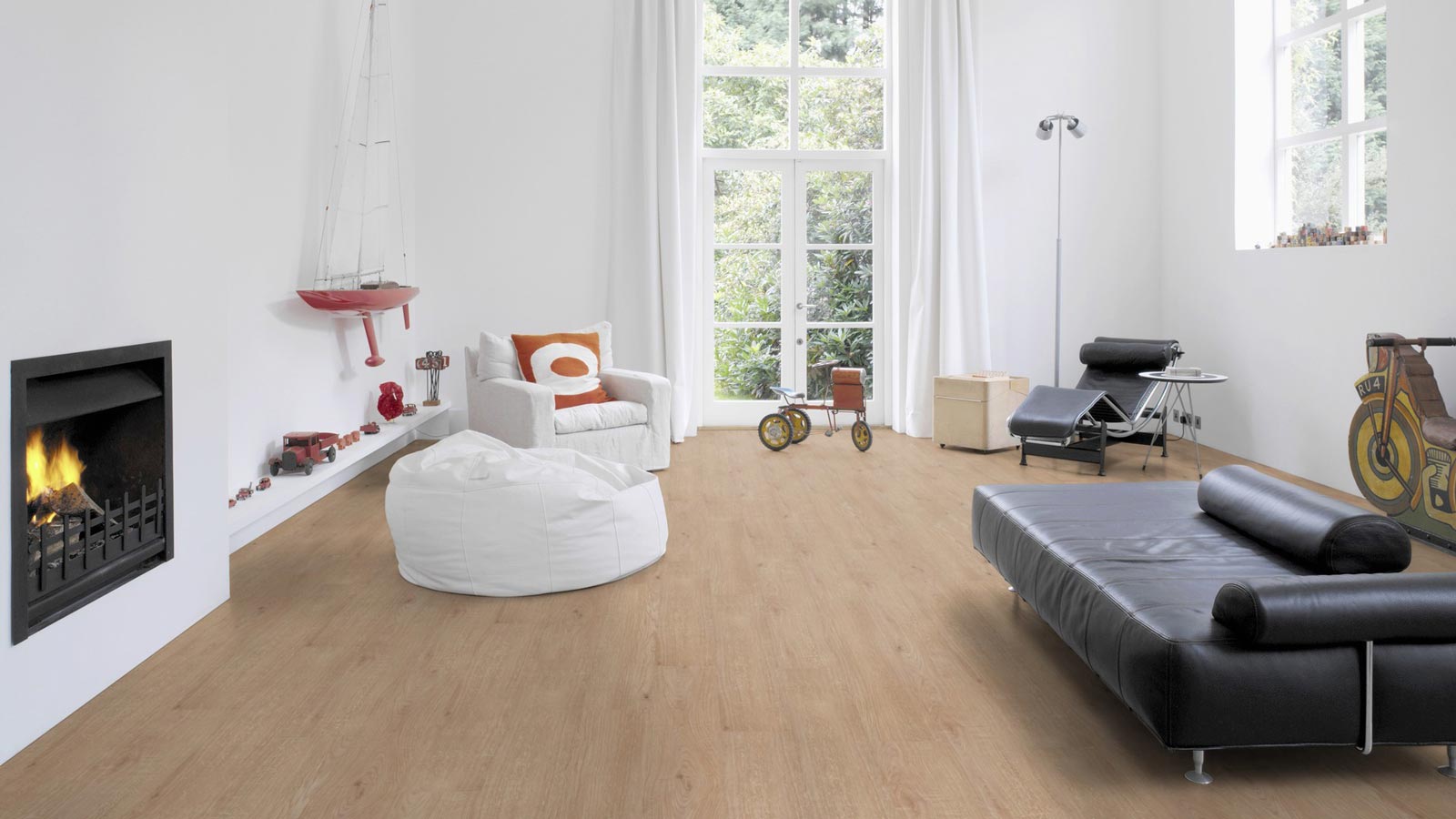 Skaben Bioboden Pro Climate Click 73 WOOD helle Eiche natürlich nachhaltige wasserfeste Landhausdiele 4V zum Klicken Raum7