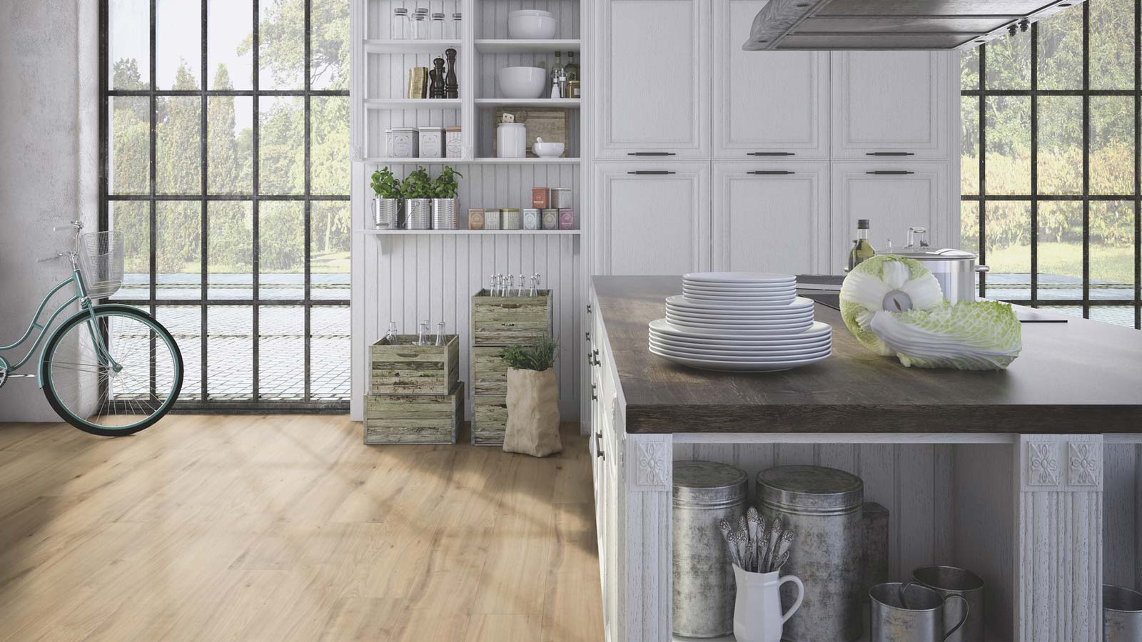 Skaben Bioboden Pro Climate Click 73 WOOD natürliche Asteiche nachhaltige wasserfeste Landhausdiele 4V zum Klicken Raum6