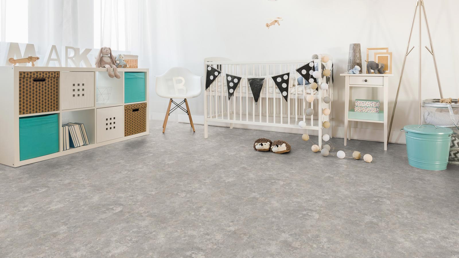 Skaben Bioboden Pro Climate Click 70 STONE Beton Fjäll heller Feldspan nachhaltige wasserfeste Fliese zum Klicken Raum7