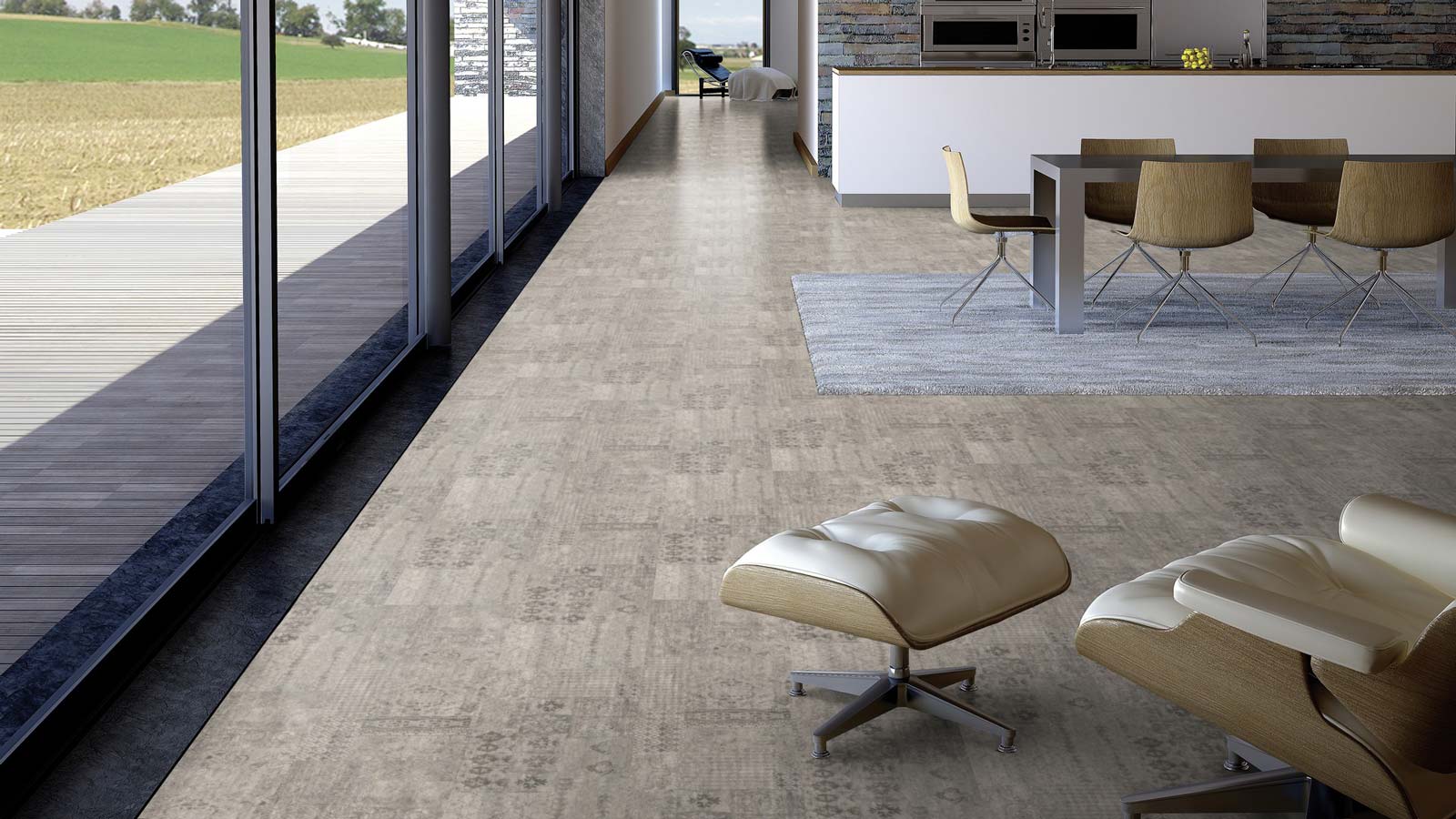 Skaben Bioboden Pro Climate Click 70 STONE Steinfliese Marokko Sand nachhaltige wasserfeste Fliese zum Klicken Raum5