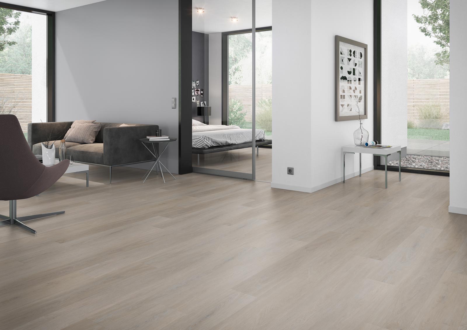 Skaben Design Rhino 55 Albion Eiche greige Real Feel 1-Stab Landhausdiele 4V zum Kleben Raum3