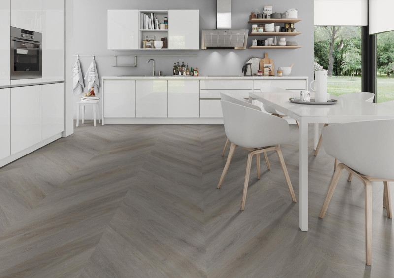 Skaben Design Rhino 55 Chêne Albion taupe Real Feel Chevron à coller main product photo