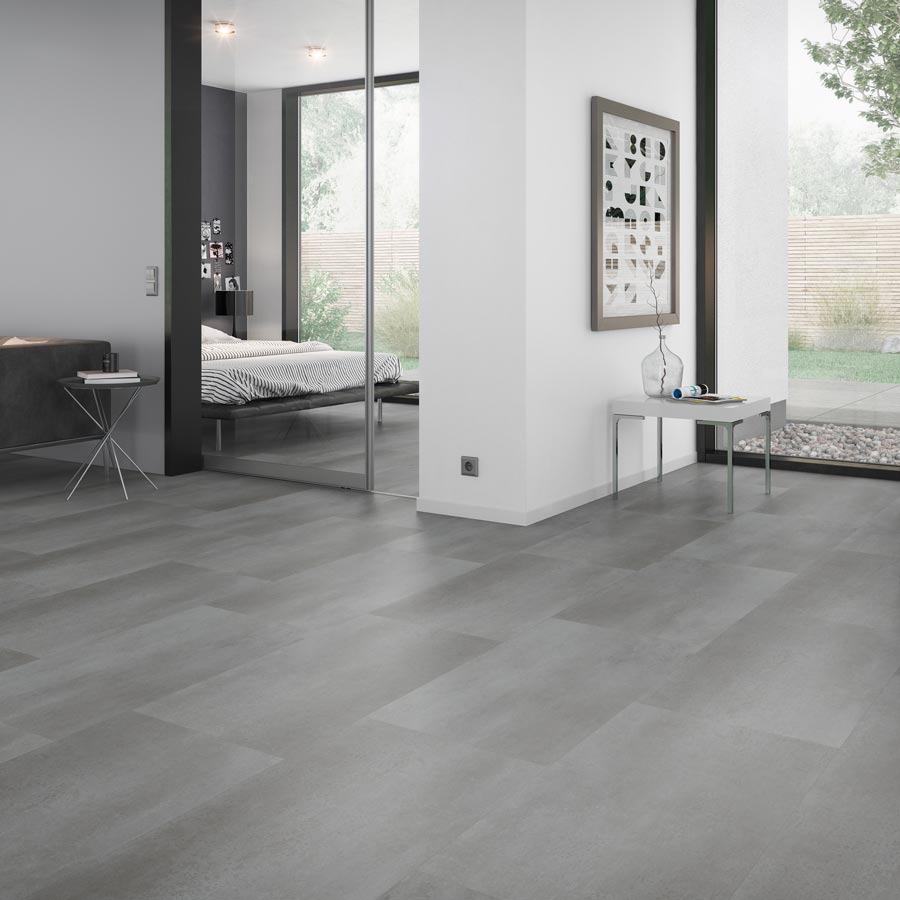 Sol séjour cuisine gris clair béton ciré BATIFE Beton