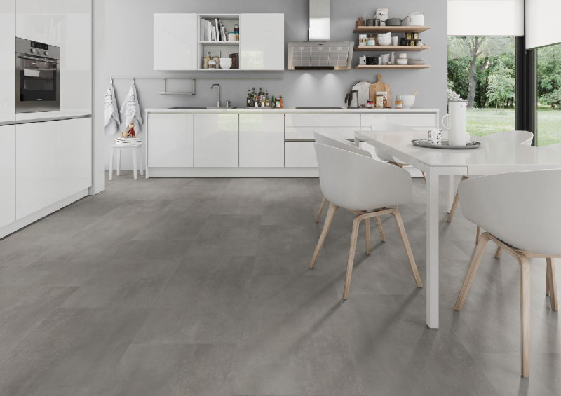 Skaben Vinylboden Design Rhino 55 Loft Zement grau Real Feel Fliese 4V zum Kleben main product photo