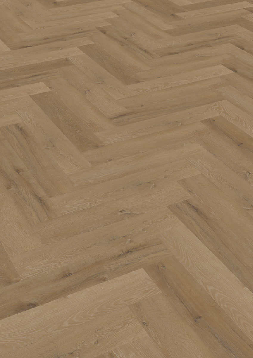 Skaben Design Rhino 55 Milano Eiche gold braun Real Feel Fischgrät Herringbone 4V zum Kleben Raum1