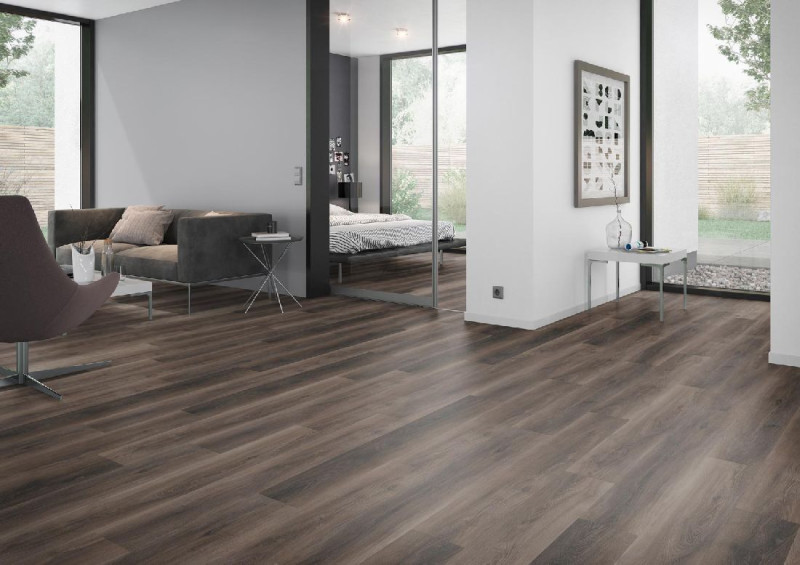 Skaben Vinylboden Design Rhino 55 Nussbaum Vienna dunkelbraun Real Feel 1-Stab Landhausdiele 4V zum Kleben main product photo