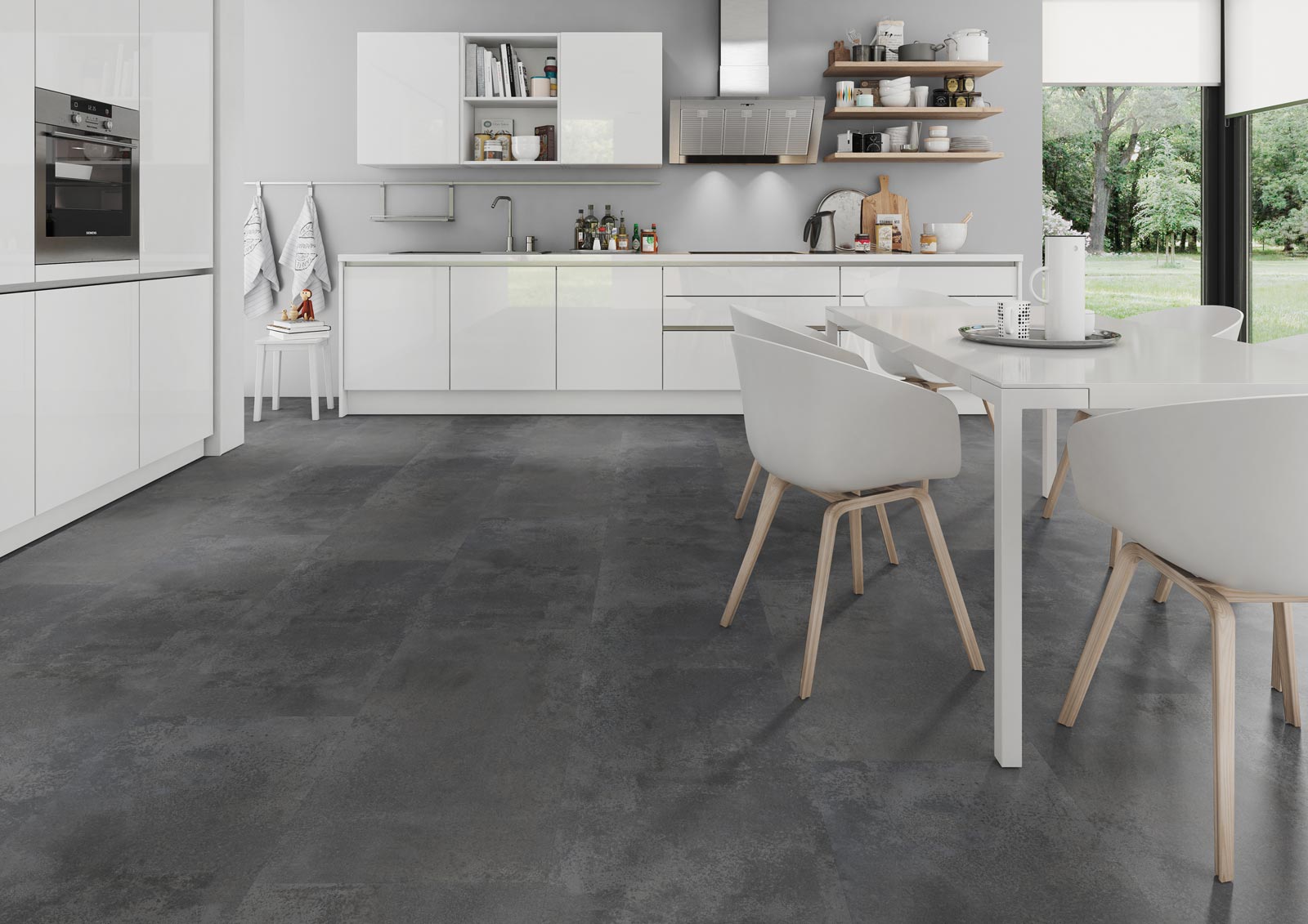 Skaben Design Rhino Click 55 Loft Rusted Schwarz Silber Fliese 4V Trittschalldämmung Raum4