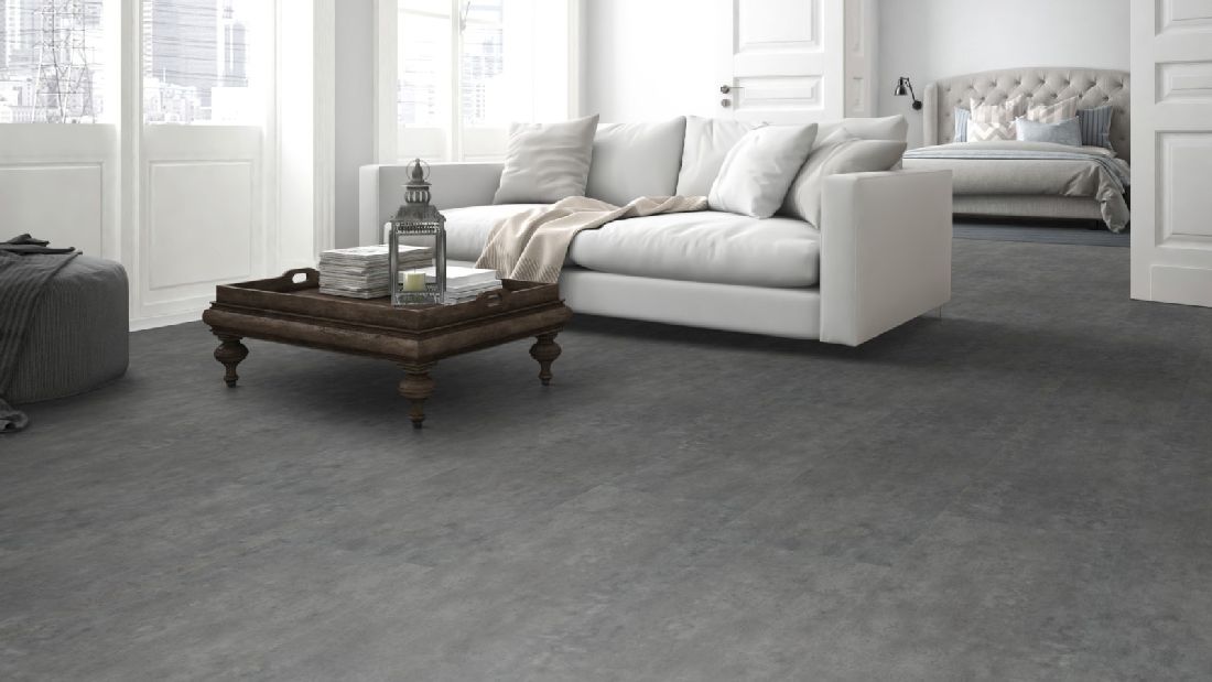 Skaben Design Rhino Click 55 smart Beton Modern Grau Fliesenoptik 4V Trittschalldämmung Raum2