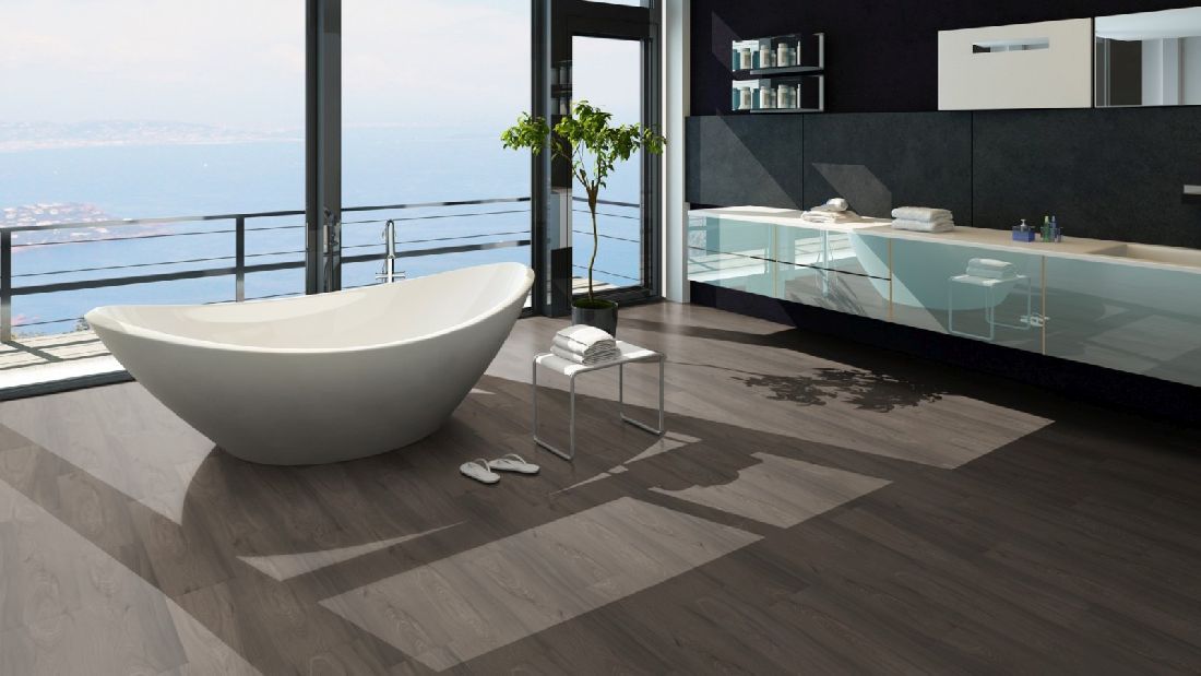 Skaben Design Rhino Click 55 smart Elegante Eiche Taupe 1-Stab Landhausdiele 4V Trittschalldämmung Raum5