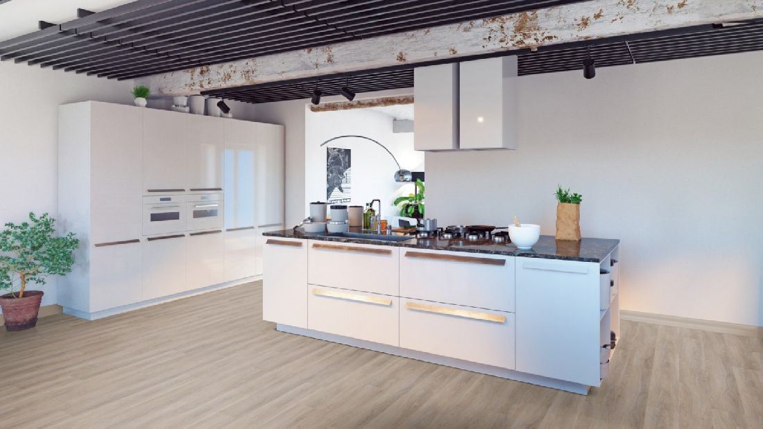 Skaben Design Rhino Click 55 smart Eternal Eiche Greige 1-Stab Landhausdiele 4V Trittschalldämmung Raum10