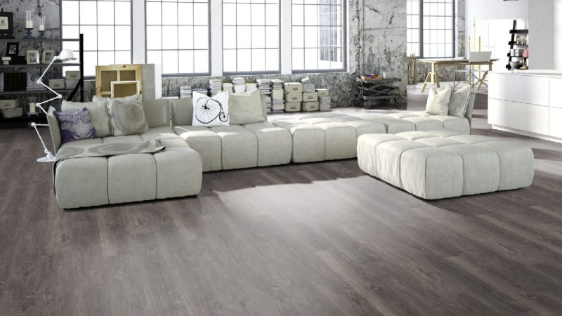 Skaben Vinylboden Design Rhino Click 55 smart Spanische Eiche Taupe 1-Stab Landhausdiele 4V Trittschalldämmung main product photo