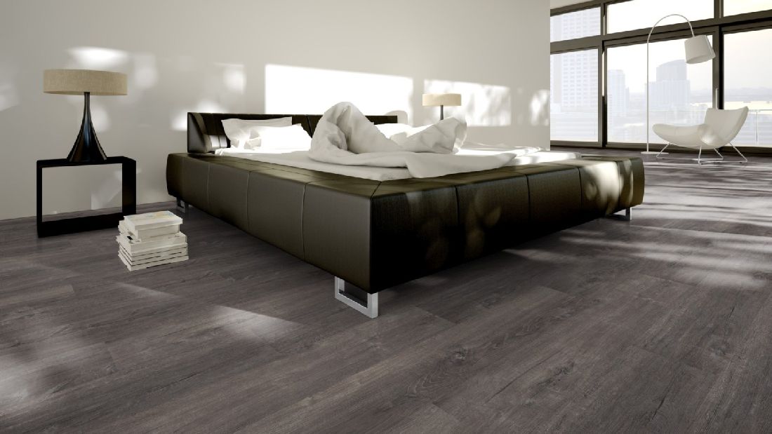 Skaben Design Rhino Click 55 smart Spanische Eiche Taupe 1-Stab Landhausdiele 4V Trittschalldämmung Raum7