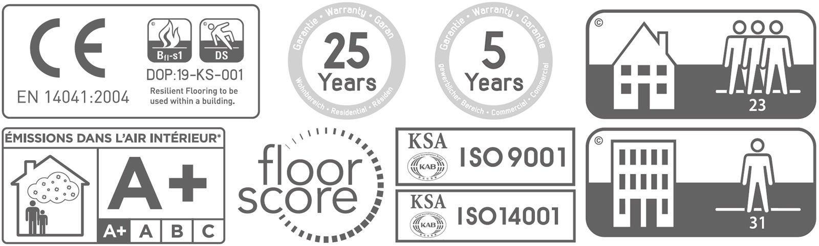 Skaben Design Rhino Click 30 XL Eiche Honig Wartburg Real Feel Landhausdiele XL M4V Trittschallmatte Zertifikate