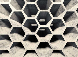 Skaben Fototapete 3D Concrete - Grau / Schwarz | 3D Betonoptik, Tapete