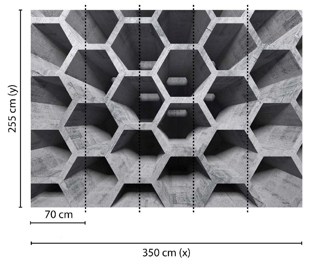 Skaben Fototapete 3D Betonoptik Grau / Schwarz Raum2